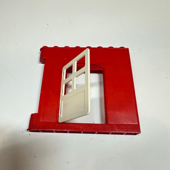 Duplo Lego Red White Hinged Door Wall 6 Loose Replacement Piece Brick - Picture 4 of 9
